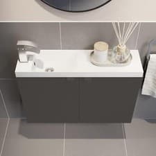 Image of Slim Bathroom Recessed Basin White 800mm Plastic Bathroom Modern
