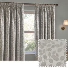 Image of Wylder Grace Leaf Jacquard Fully Lined Pencil Pleat Curtain Pair