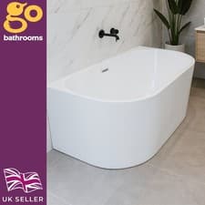 Image of 1700 x 800mm Back to Wall Freestanding Bath Modern Acrylic Double Ended Tub