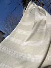 Image of Cotton Light Weight Softened Ecru Undyed Fabric With Pin Stripes By 2 Yards.