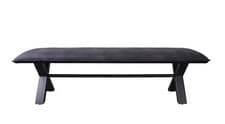 Image of Larson Grey Faux Suede Dining Bench with Metal Cross Leg, Available in Two Sizes