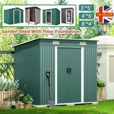 Image of Metal Garden Shed 6 X 4, 8 X 4, 8 X 6, 10 X 8 Garden Storage WITH FREE BASE