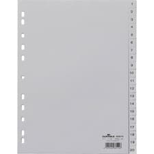 Image of Durable 652210 Dividers A4 1-20 Polypropylene Grey Embossed Tabs
