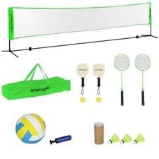 Image of SPORTNOW Badminton Net Set, Height Adjustable Net for Pickleball, Volleyball