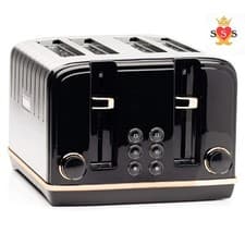 Image of Haden Salcombe Black 4 Slice Toaster - Dual Browning Control, Retro Design, EACH