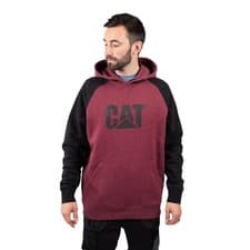 Image of Caterpillar Raglan Cotton Men's Red Hooded Sweatshirt