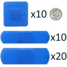 Image of ASSORTED BLUE PLASTERS Waterproof Metal Detectable Kitchen Catering 40Pc Pack