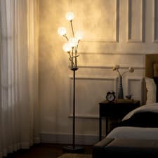 Image of Sparkling K9 Crystal Floor Lamp, 5 Light Upright Standing, Silver - High Quality
