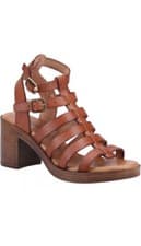 Image of Hush Puppies Gloria Tan Brown Leather Gladiator Heeled Cage Sandals UK 8 / 41