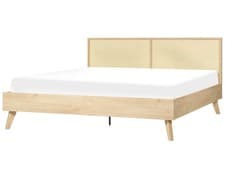 Image of Rattan EU Super King Size Bed Light Wood MONPAZIER
