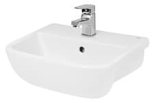 Image of Square Ceramics Semi Recessed 1 Tap Hole Minimalist Basin (Tap Not Included), 50