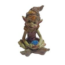Image of Miniature Fairy Garden Pixie Holding Blue Gem - Buy 3 Save $5