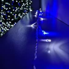 Image of 16m 200 LED Premier Outdoor Christmas Lights Blue & White on Clear Wire