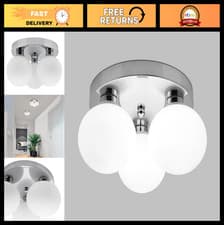 Image of Modern Chrome 3-Way Ceiling Light Fixture, Round Frosted Globe Shades, G9 5W Coo