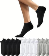 Image of 3 6 12 Pairs Seamless Ankle Trainer Socks Black White Sports Liner Cotton pack