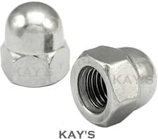 Image of DOME NUTS TO FIT METRIC BOLTS A2 STAINLESS STEEL M3,4,5,6,8,10,12,14,16,18,20mm