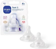 Image of MAM Teats Size 3, Suitable for 4+ Months, MAM Fast Flow Teats with Skinsoft