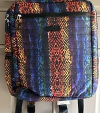 Image of Tahari Quilted Rainbow Snakeskin Print Recycled Backpack 5 Pocket NWT MSRP $99