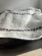 Image of Handmade Chunky Knit Cosy Throw In A Gorgeous White Colour. 58in x 48in.