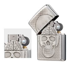 Image of Genuine Brand New ZIPPO Lighter SKULL BRAIN FLIP SURPRISE Checker Plate Emblem