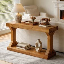 Image of Solid Wood Console Table Long Narrow Sofa Table Behind The Couch Home Decorative