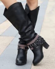 Image of Women Boots High-heeled Western Cowboy Leather