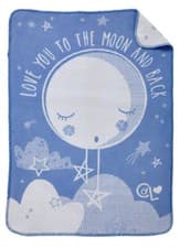 Image of Clair de Lune Over The Moon Fleece Blue & Cream Soft Baby Blanket ~ 70 X100 Cms