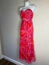 Image of Lipsy Petite Floral Printed Chiffon Bandeau Maxi Dress Strapless size 14 petite