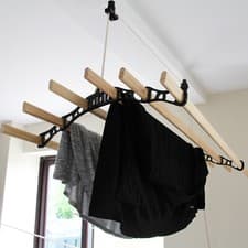 Image of Clothes Airer Pulley Ceiling 6 Lath Hanging Traditional Mounted Dryer 1.2m Black