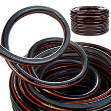 Image of 4 LAYER Garden CARBON BLACK Hose Pipe Reinforced 15-50m, 4 CONNECTORS, 1/2"