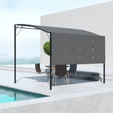 Image of 3 x 2.5m Patio Metal Gazebo Pergola Wall Mount Outdoor Shelter, Grey