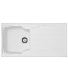 Image of Liquida CMP10WH 1.0 Bowl Reversible White Kitchen Sink And Waste Kit
