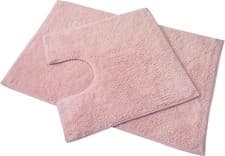 Image of Cotton Bath & Pedestal Mat Set Absorbent Soft Quick-Dry Classy Bathroom Rugs 2pc