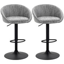 Image of HOMCOM Modern Swivel Bar Stools Set of 2 with Adjustable Height, Light Grey
