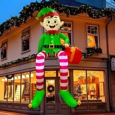 Image of 8FT Christmas Inflatables Outdoor Decorations, Christmas Inflatable Sitting Elf