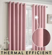 Image of Blush Pink 66x90" Eyelet Thermal Curtains For Living Room & Bedrooms