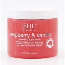 Image of Om She Aromatherapy Raspberry & Vanlla Smoothing Sugar Scrub 575g