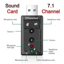 Image of External Virtual USB 7.1 Channels Stereo Sound Card Audio Adaptor Converter UK