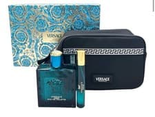 Image of Versace Eros gift set for men (EDT 100 ml+EDT travel spray 10 ml+Toiletry bag)