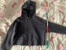 Image of Cropped Oversized Gray Hoodie