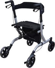 Image of Deluxe Ultra Lightweight Folding 4 Wheeled Rollator Wheel with Seat & Bag Grey