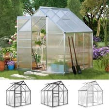 Image of Polycarbonate Walk-in Garden Greenhouse Kit w/ Sliding Door