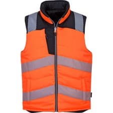 Image of Portwest PW3 Reversible Hi Vis Bodywarmer Orange / Black L