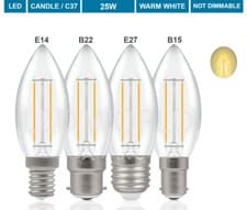 Image of 1 2 4 10 x B22 40W / 60W Watt Clear Candle Light Bayonet BC Lamp LED Light Bulbs