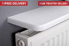 Image of White Rounded Radiator Shelf 48x6 inch 120x15x1.8cm | Energy Saver | No Drilling