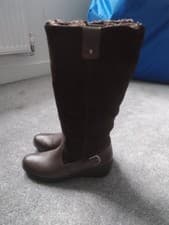 Image of Lady's Hotter Winter Leather/Suede Knee Length Brown Boots UK Size 7 NEW