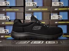 Image of SKECHERS MENS SUMMITS SPORT SLIP-ON SHOES BLACK MEMORY FOAM TRAINERS