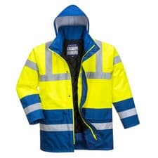 Image of Portwest Hi-Vis Contrast Winter Traffic Jacket Waterproof Hood Lined Safety Work