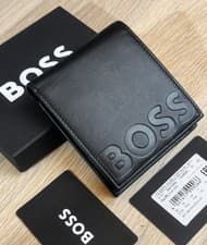 Image of HUGO BOSS BIFOLD BLACK LEATHER MEN WALLET 4cc