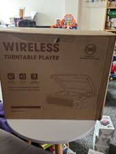 Image of Brand New In Box Wireless Turntable Player In A Brown Colour.